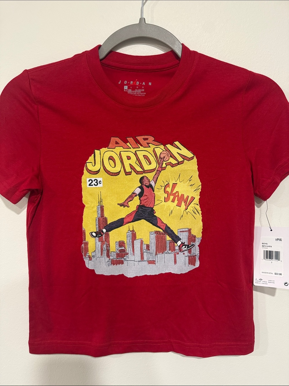 Jordan Red Kids' Graphic Jumpman Tee with Yellow Accent